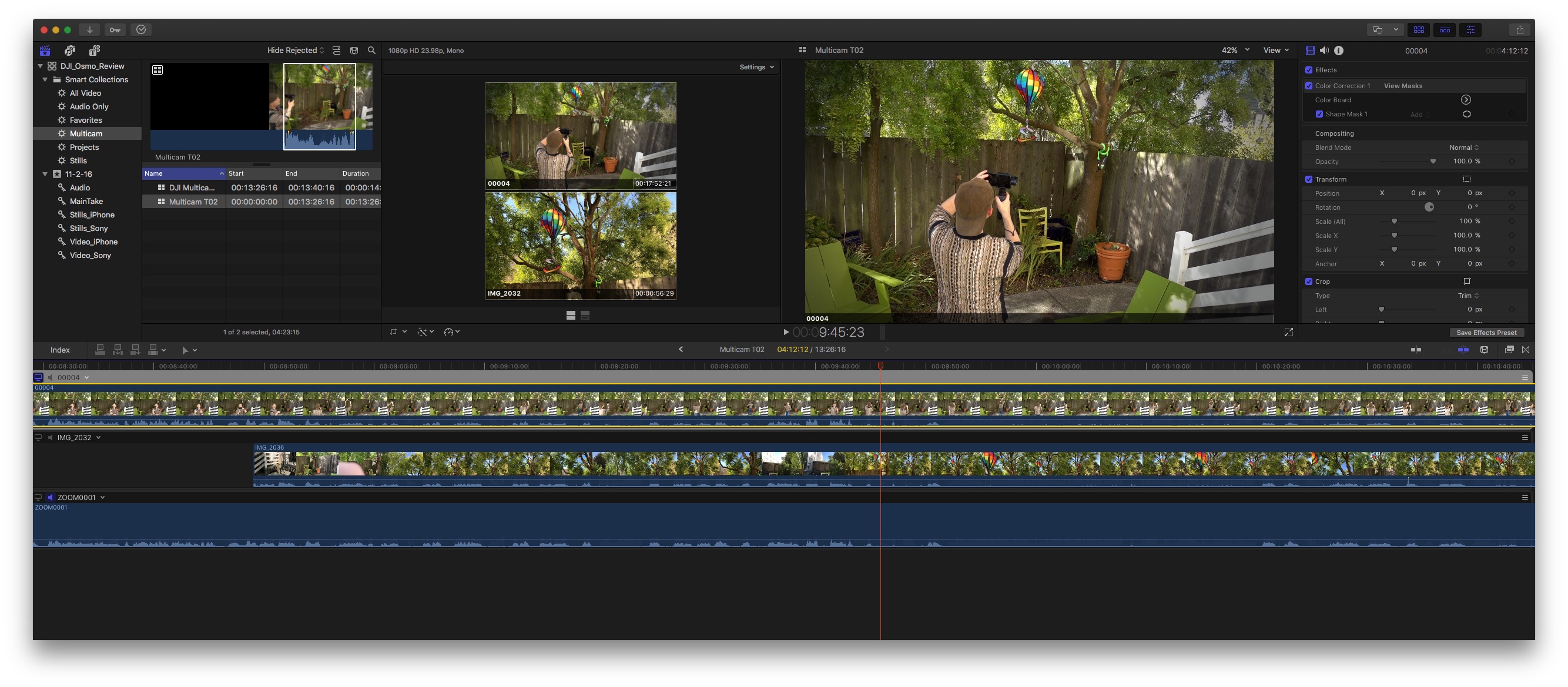 Using DJI Osmo footage in FCPX